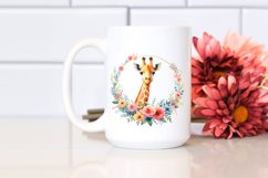 Watercolor Pastel Giraffe Floral Frame Clipart Product Image 2