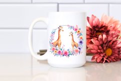 Watercolor Pastel Giraffe Floral Frame Clipart Product Image 2