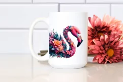 Artistic 3D Flamingo Half Flower | Clipart Product Image 2