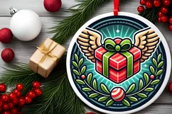 Round Christmas Ornament Sublimation|Clipart Product Image 1