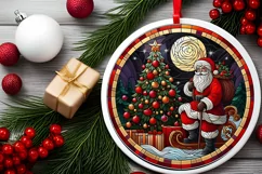 Round Christmas Ornament Sublimation|Clipart Product Image 1