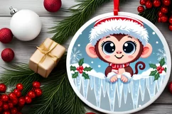 Round Christmas Ornament Sublimation|Clipart Product Image 1