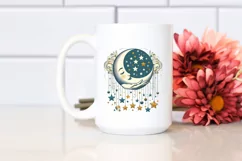 Retro Half Moon with Stars PNG Product Image 2