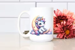Cute Baby Unicorn on the Moon | Clipart Product Image 2