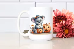 Cute Koala with Halloween Pumpkin PNG Product Image 2