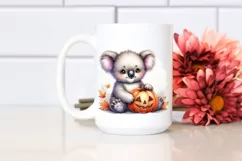 Cute Koala with Halloween Pumpkin PNG Product Image 2