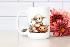 Cute Lamb with Halloween Pumpkin PNG Product Image 2