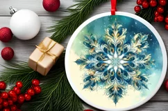 Snow Flake Christmas Round Cute Ornament Sublimation Product Image 1