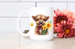Cute Baby Highland Cow Daffodil | Clipart Product Image 2