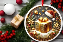 Round Christmas Ornament Sublimation|Clipart Product Image 1