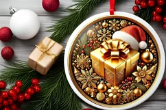 Round Christmas Ornament Sublimation|Clipart Product Image 1