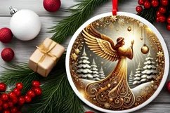 Round Christmas Ornament Sublimation|Clipart Product Image 1