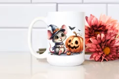 Funny Watercolor Halloween Mouse PNG Product Image 2