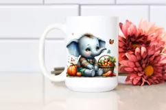 Colorful Quirky Baby Elephant Holding Basket | Clipart Product Image 2