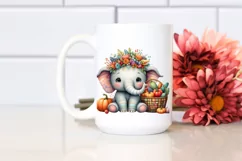 Colorful Quirky Baby Elephant Holding Basket | Clipart Product Image 2