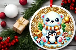 Round Christmas Ornament Sublimation|Clipart Product Image 1