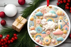Round Christmas Ornament Sublimation|Clipart Product Image 2