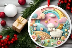 Round Christmas Ornament Sublimation|Clipart Product Image 2