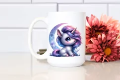 Baby Unicorn with Cool Haircut on Moon Product Image 2