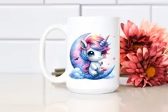 Baby Unicorn with Cool Haircut on Moon Product Image 2