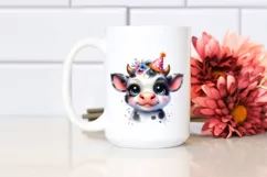 Colorful Baby Cow, Smiling with Party Hat | Sublimation | Product Image 2