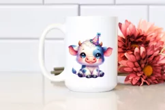 Colorful Baby Cow, Smiling with Party Hat | Sublimation | Product Image 2