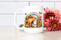 Cat House Pumpkin Sunflower Rainbow | Clipart Product Image 2
