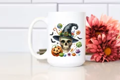 Funny Watercolor Halloween Skull | Clipart Product Image 2