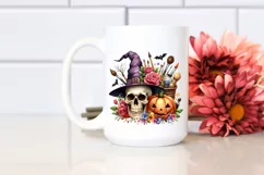 Funny Watercolor Halloween Skull | Clipart Product Image 2