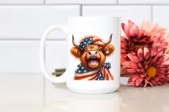 Highland Cow Portrait with Party Hat and Scarf Product Image 2