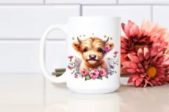 Cute Watercolor Highland Cow on Star Product Image 2