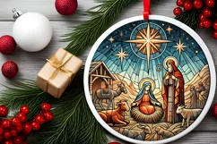 Round Christmas Ornament Sublimation|Clipart Product Image 1