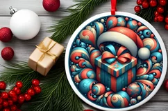Round Christmas Ornament Sublimation|Clipart Product Image 1