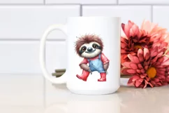 Watercolor Sloth Big Eyes Standing Up | Clipart Product Image 2