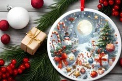 Watercolor Christmas Scene Sticker Sublimation PNG Product Image 2