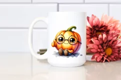 Cute Pumpkin Thumbs Up Watercolor Clipart Product Image 2