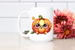 Cute Pumpkin Thumbs Up Watercolor Clipart Product Image 2