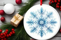 Snow Flake Christmas Round Cute Ornament Sublimation Product Image 1