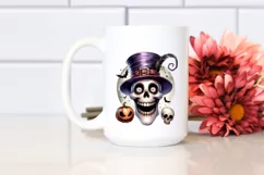 Funny Watercolor Halloween Skull | Clipart Product Image 2