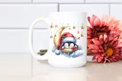 Christmas Penguin on Moon Sticker Clipart Product Image 2