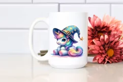 Colorful Baby Unicorn with Magic Wand and Wizard Hat PNG Product Image 2