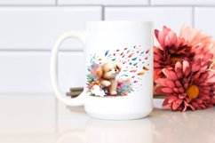 Colorful Cute Dog Tumbling with Petals Clipart Product Image 2