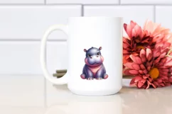 Funny Cute Baby Hippo Barn | Clipart Product Image 2