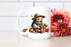 Quirky Baby Bear Autumn Vegetables Watercolor Product Image 2