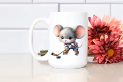 Watercolor Cute Baby Mouse Hockey Pastel Product Image 2