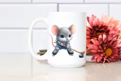 Watercolor Cute Baby Mouse Hockey Pastel Product Image 2