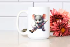 Watercolor Cute Baby Mouse Hockey Pastel Product Image 2