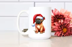 a Cute Mastiff with Santa Hat PNG Product Image 2