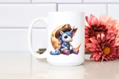 Pastel Unicorn, Cowboy on the Moon | Sublimation | Clipart Product Image 2
