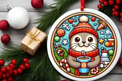 Round Christmas Ornament Sublimation|Clipart Product Image 2